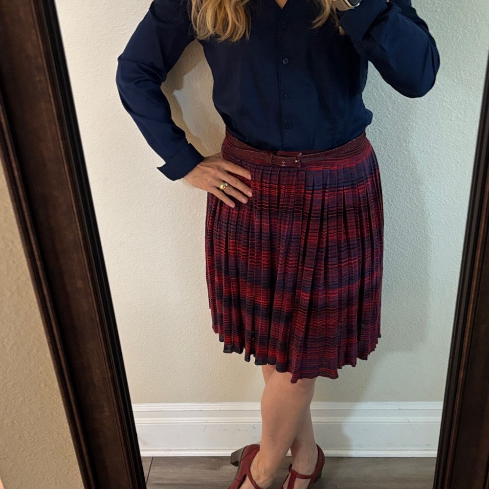 Tory Burch Red and Blue A-Line Skirt